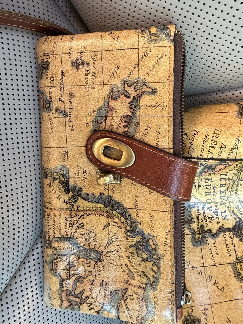 Patricia Nash Vintage Inspired  Bag Wallet Set Leather European Map SatchelPurse